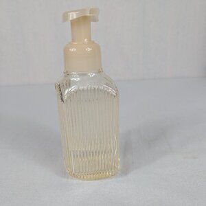 Bath & Body Works Cream Lines Glass Foaming Hand Soap Dispenser Holder Pump NEW